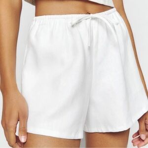 Reformation White Linen Shorts